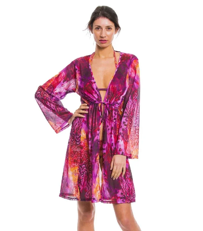 Purple Amalfi Tan Through Knee Length Kaftan