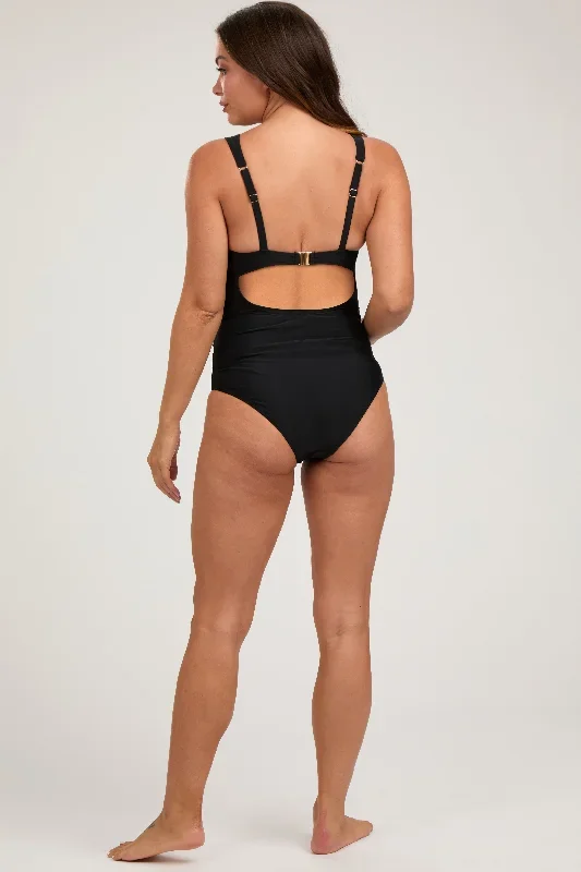 black-mesh-detail-ruched-maternity-one-piece-swimsuit