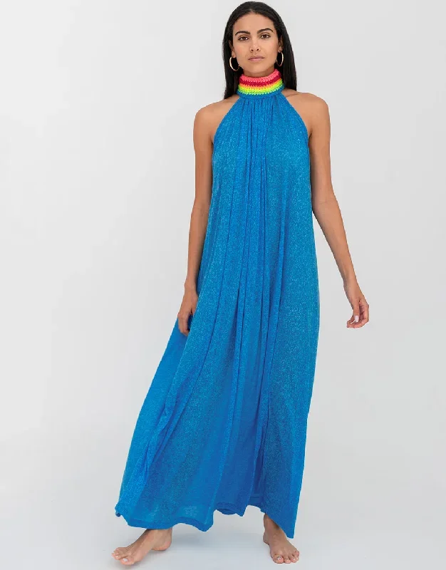 Braided Neck Maxi Dress - Blue