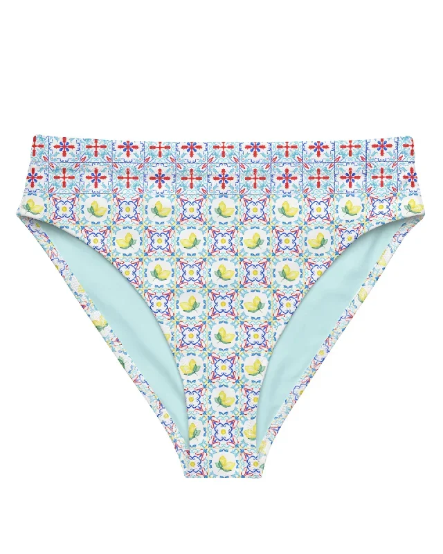 Capri Citrus Mosaic Recycled High-Waisted Bikini Bottom