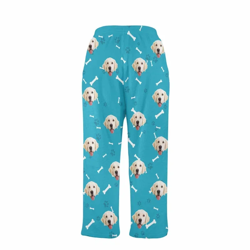 coral-fleece-pajama-trousers-custom-face-dog-bone-paw-print-warm-and-comfortable-sleepwear-long-pajama-pants-for-men-women