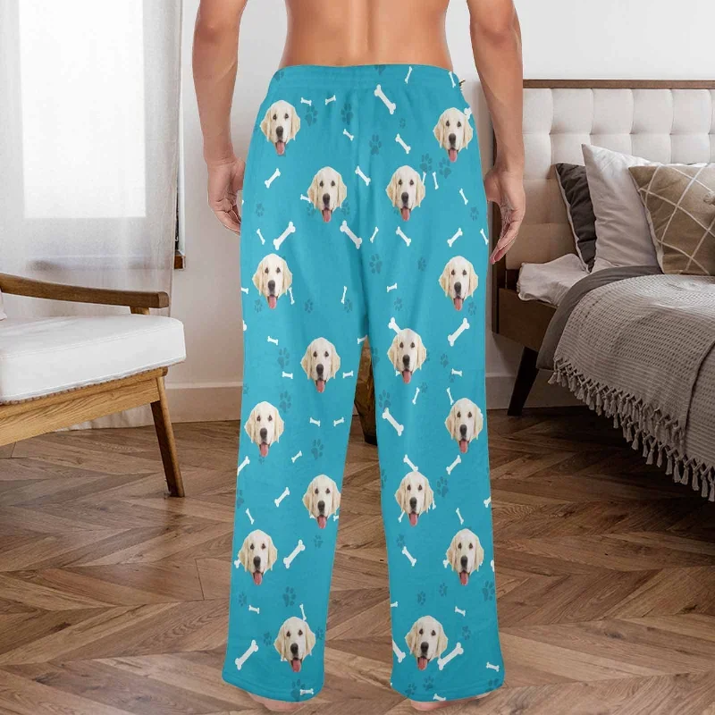 coral-fleece-pajama-trousers-custom-face-dog-bone-paw-print-warm-and-comfortable-sleepwear-long-pajama-pants-for-men-women