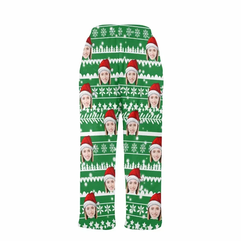 coral-fleece-pajama-trousers-custom-face-green-christmas-tree-warm-and-comfortable-sleepwear-long-pajama-pants-for-men-women