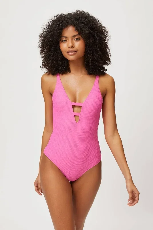 Magenta V-Neck Swimsuit