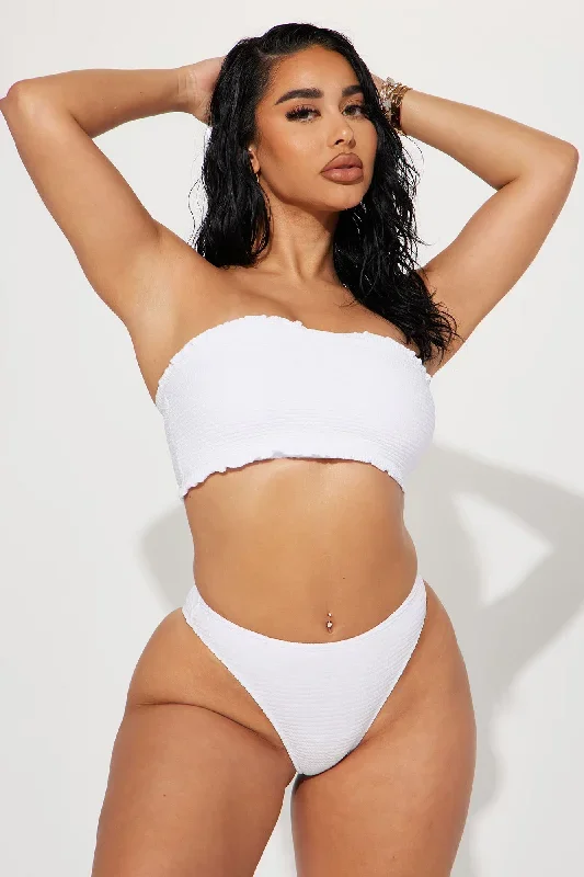 Easy Going Summer Texture Bandeau 2 Piece Bikini - White