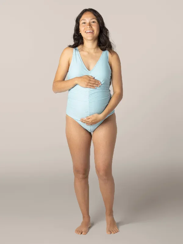 gathered-maternity-one-piece-swimsuit-light-blue