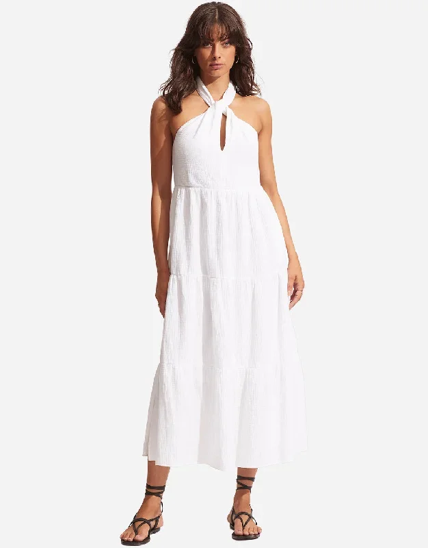 Halter Neck Dress - White