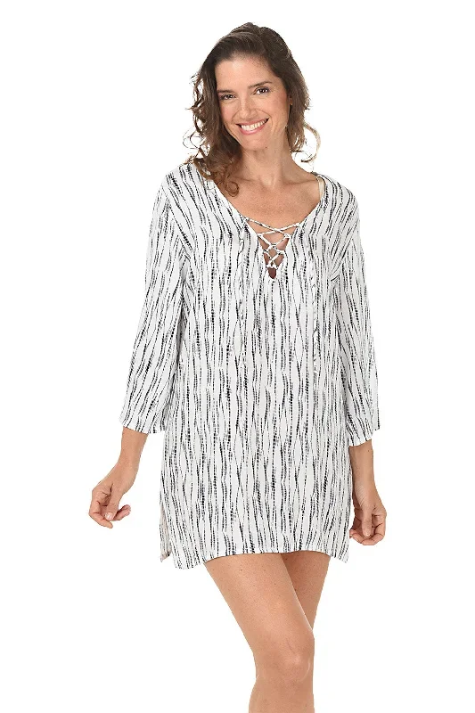 Abalone Lace-Up Neck Cover-Up