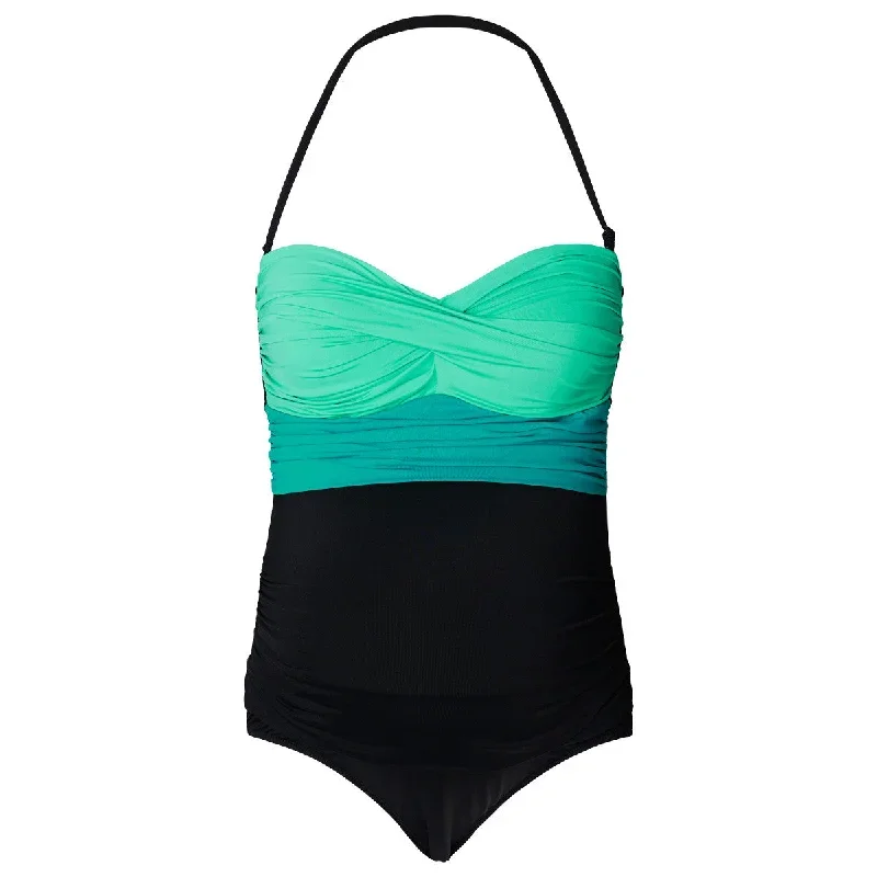 Colorblock Green Black One Piece Maternity Swimsuit - Noppies