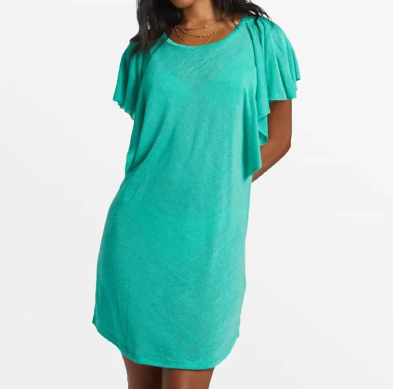 Out For Waves Cover Up Dress In Tropical Green