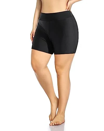 Plus Size Swim Shorts High Waist Swim Bottoms