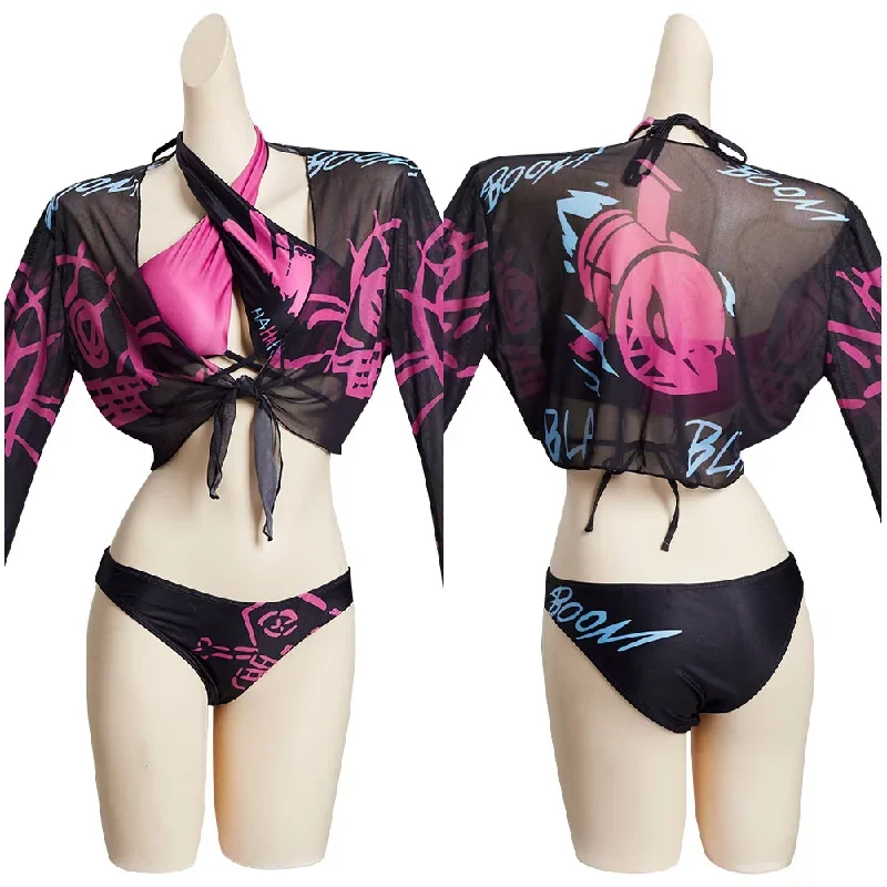 League of Legends LoL Jinx Original Designers Top and Shorts Swimming Suit - Cossky®