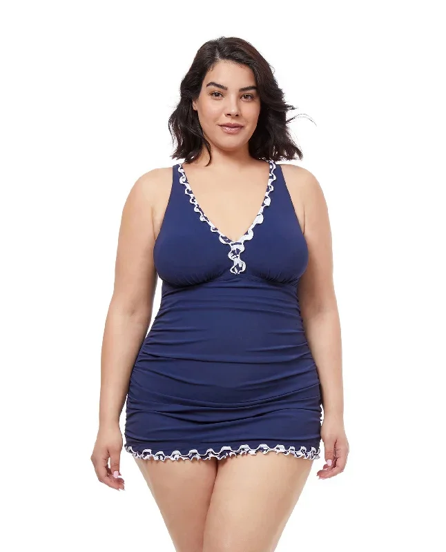 Profile By Gottex Pop Flower Plus Size V-Neck Swimdress