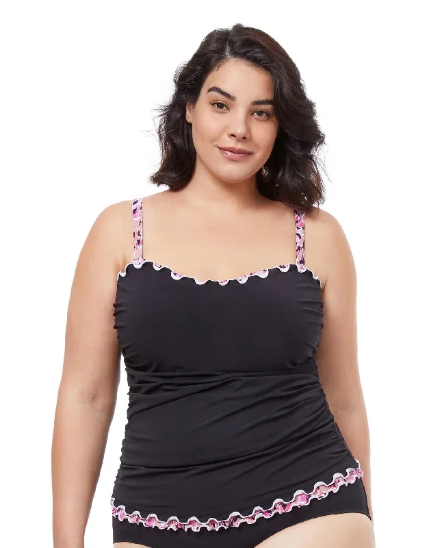 Profile By Gottex Pretty Wild Plus Size Shirred Underwire Tankini Top