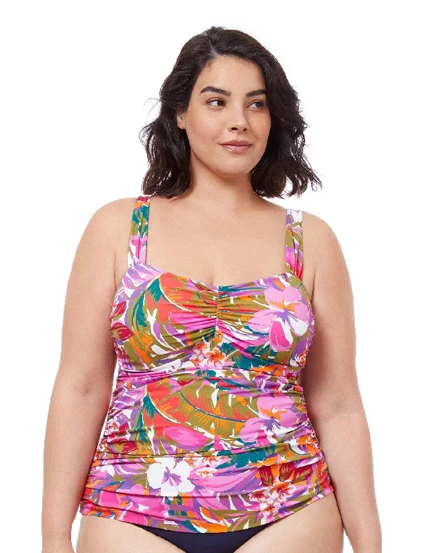 Profile By Gottex Tropikaia Plus Size Shirred Underwire Tankini Top