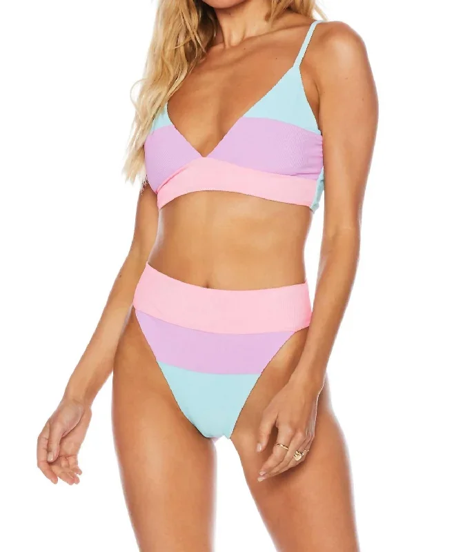 Riza Bikini Top In Pastel Color Block