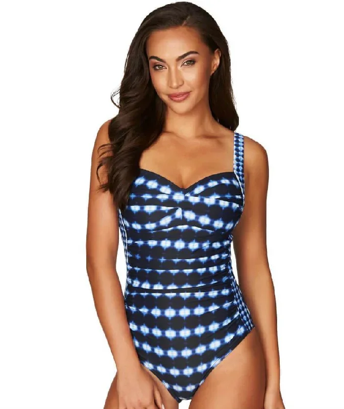 Sea Level Bandhani Twist Front B-DD Cup One Piece Swimsuit - Navy