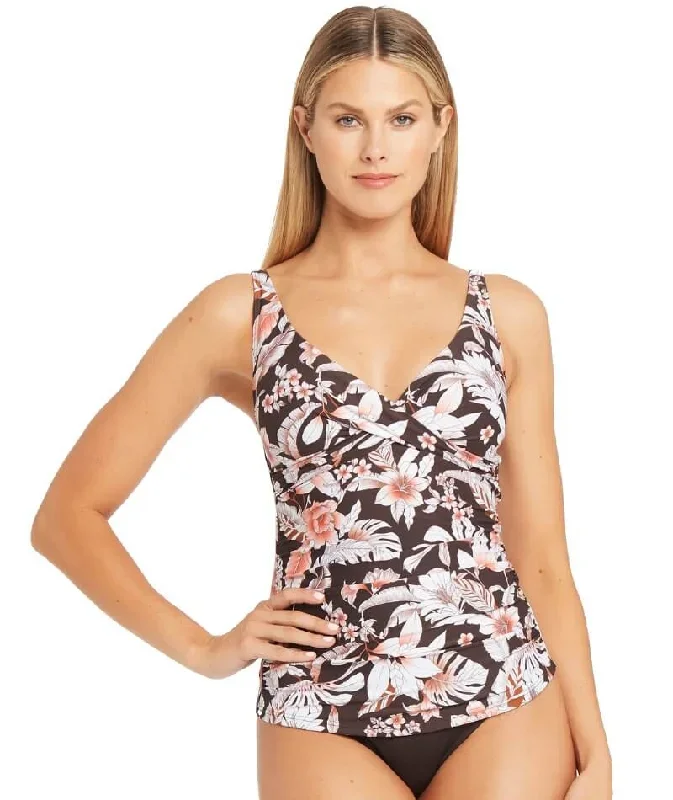 Sea Level Tamarin Cross Front B-DD Cup Singlet Top - Sepia