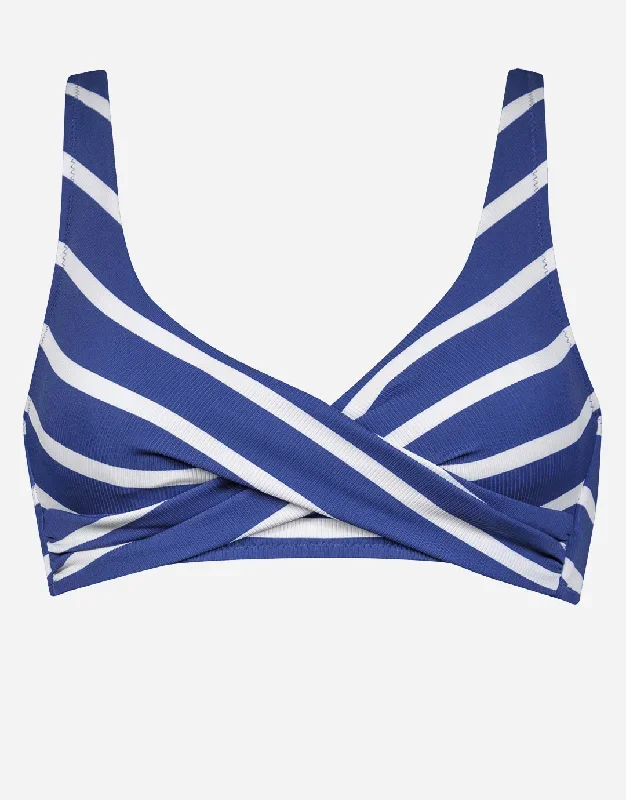 Sea Ride Twist Front Bikini Top - White Indigo