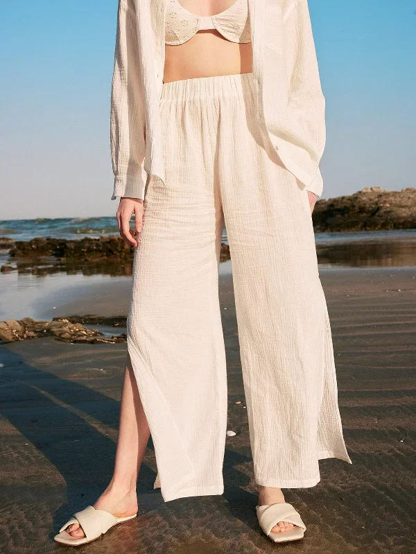 Side Split Organic Cotton Cover-Up Pants