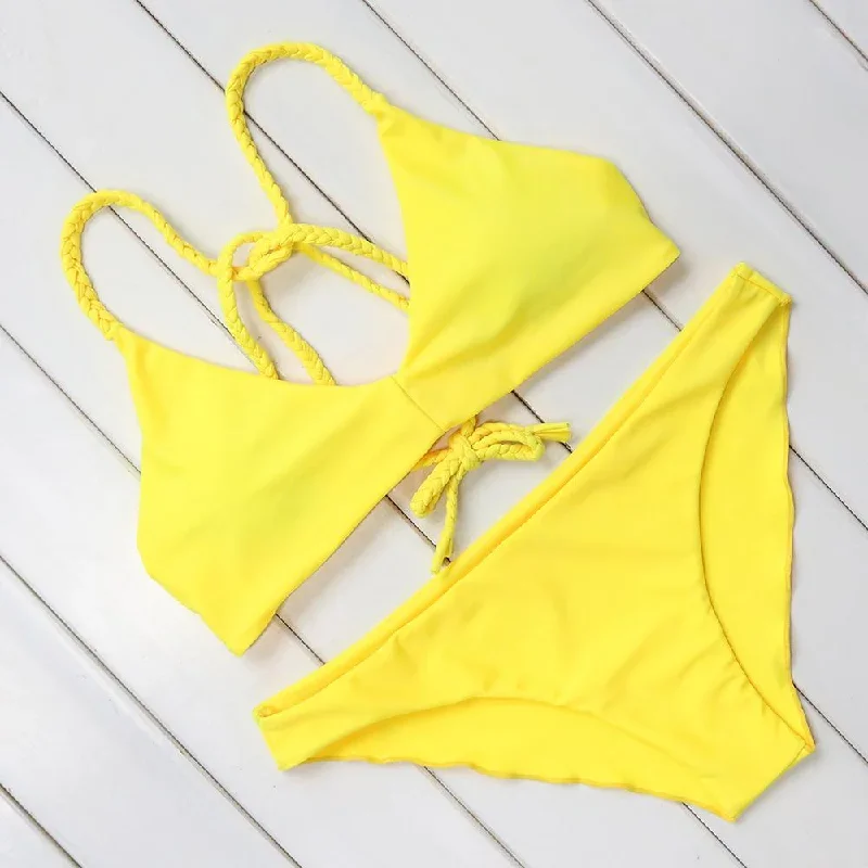 Solid Color Bikini Set