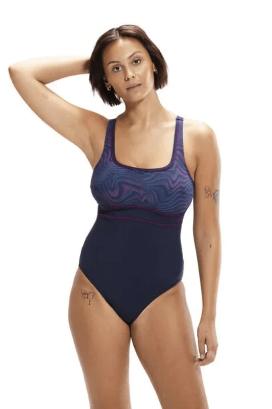 Speedo Womens Shaping Contour Eclipse Printed One Piece