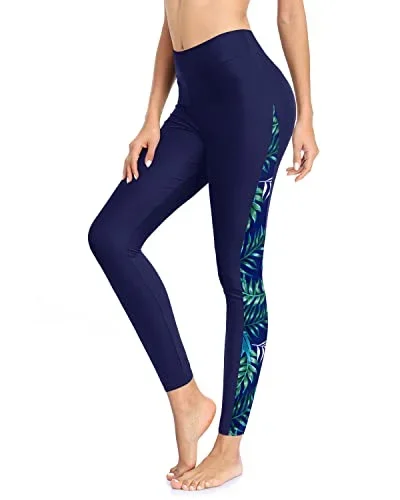 Stylish UPF 50+ Swim Pants Women's High Waisted Rash Guard Swimsuit Pants