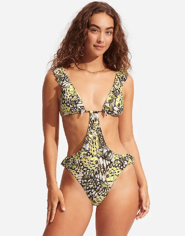 Take Flight Cut Out Swimsuit - Mandarin