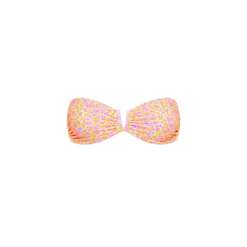 V Strapless Bandeau Bikini Top - Champagne Blossom