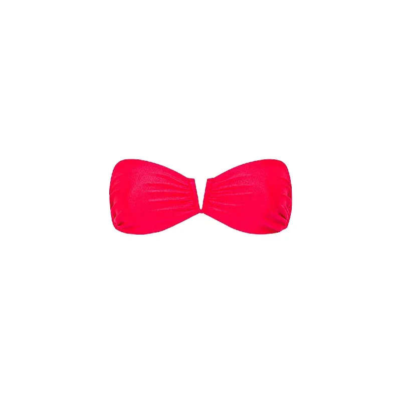 V Strapless Bandeau Bikini Top - Neon Rose