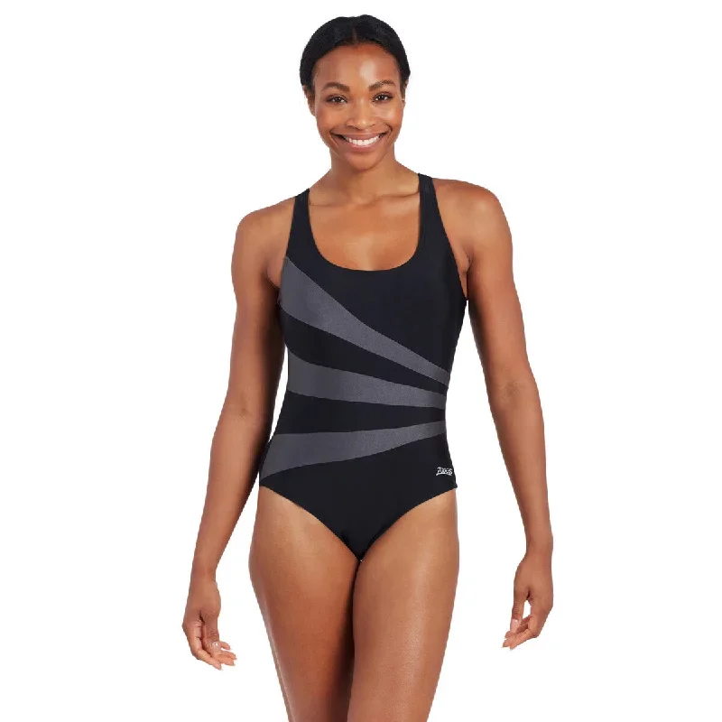 Zoggs Sandon Scoopback Chlorine Resistant  Swimsuit - Black